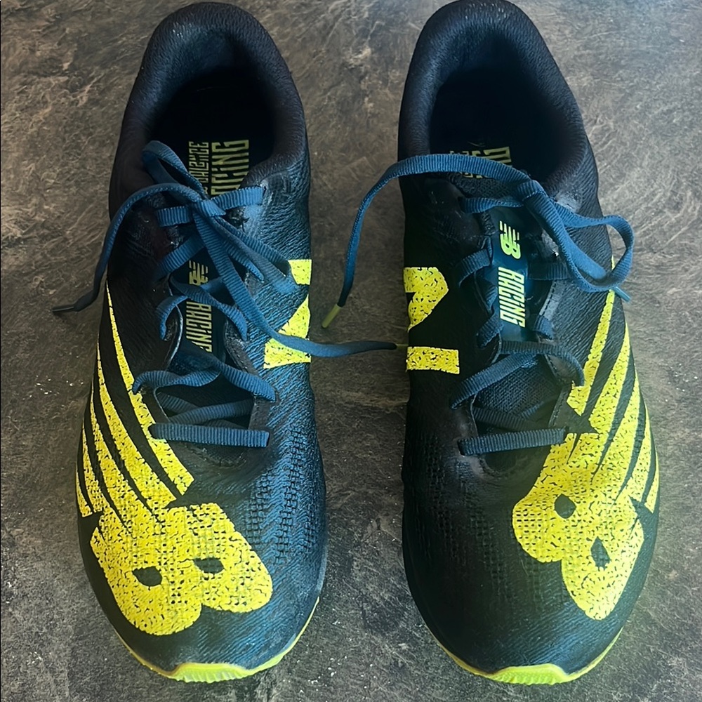 New Balance Navy and Yellow Running Spikes - Picture 1 of 4